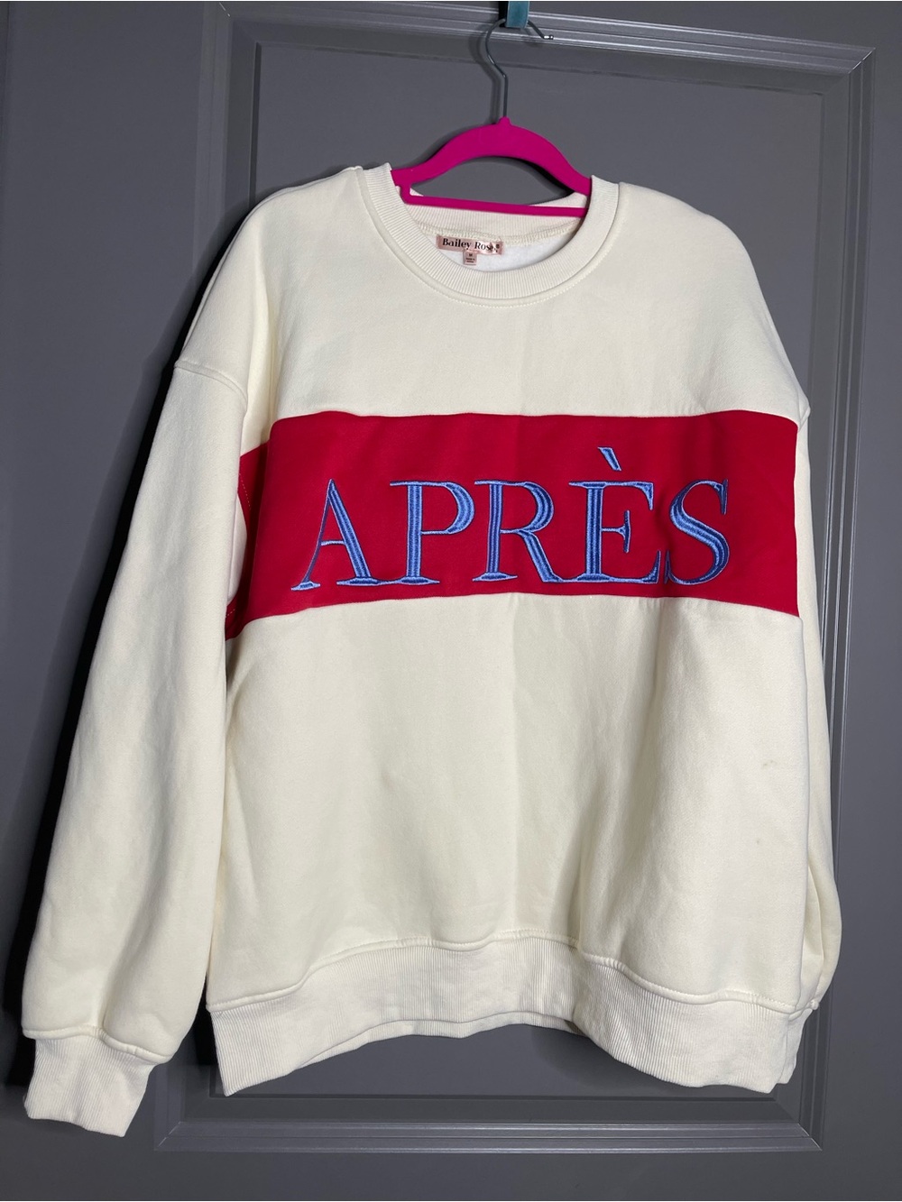 Après Cream and Red Logo Crewneck Sweater med